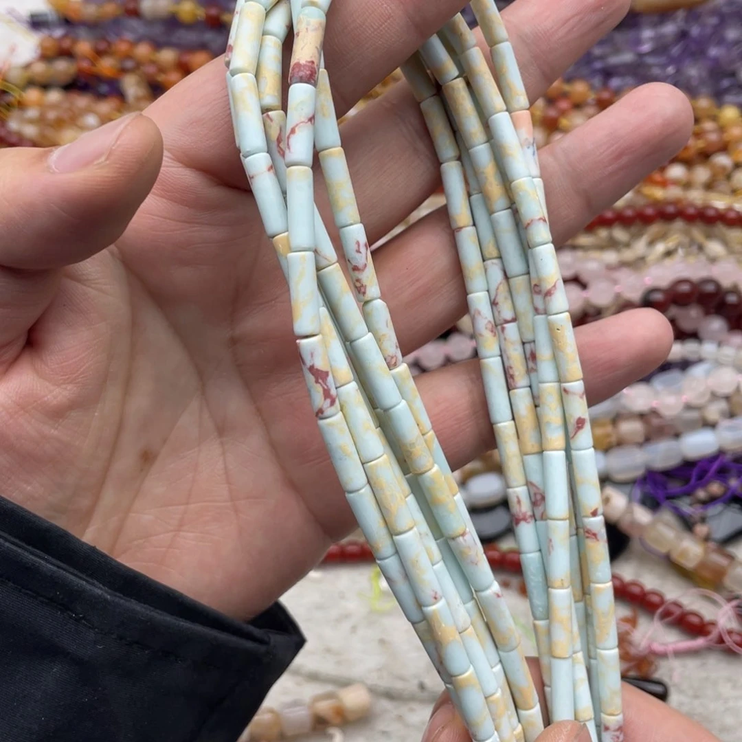 玛瑙/玉髓珠宝半成品未镶嵌一条装4*13寿山石细管
