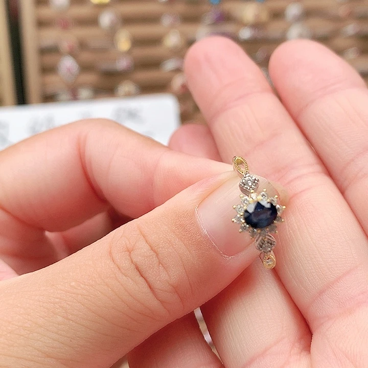 戒指蓝宝石银S925镶嵌