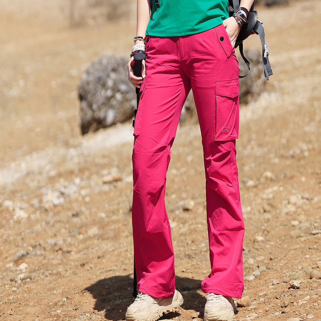 雪丘岛户外2025新款速干裤休闲出游登山徒步凉感显瘦微喇工装裤女