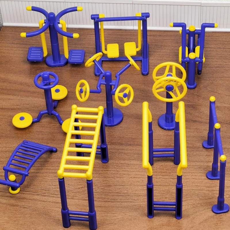 迷你仿真运动健身器材模型过家家玩具公园娱乐设施可摆动微缩摆件