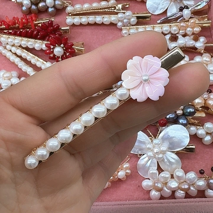 淡水珍珠发饰银S925镶嵌