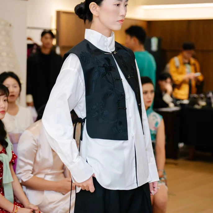 圆领短款透气中国风立领春季马夹复古民族风女装马甲
