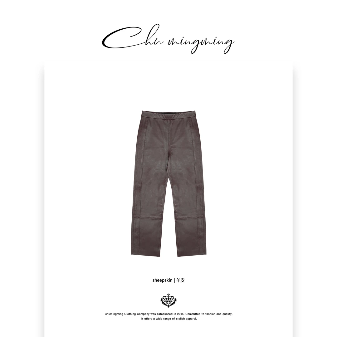 【CHU/2025SSNEW】原创设计  暗双条弹力皮裤TT16003