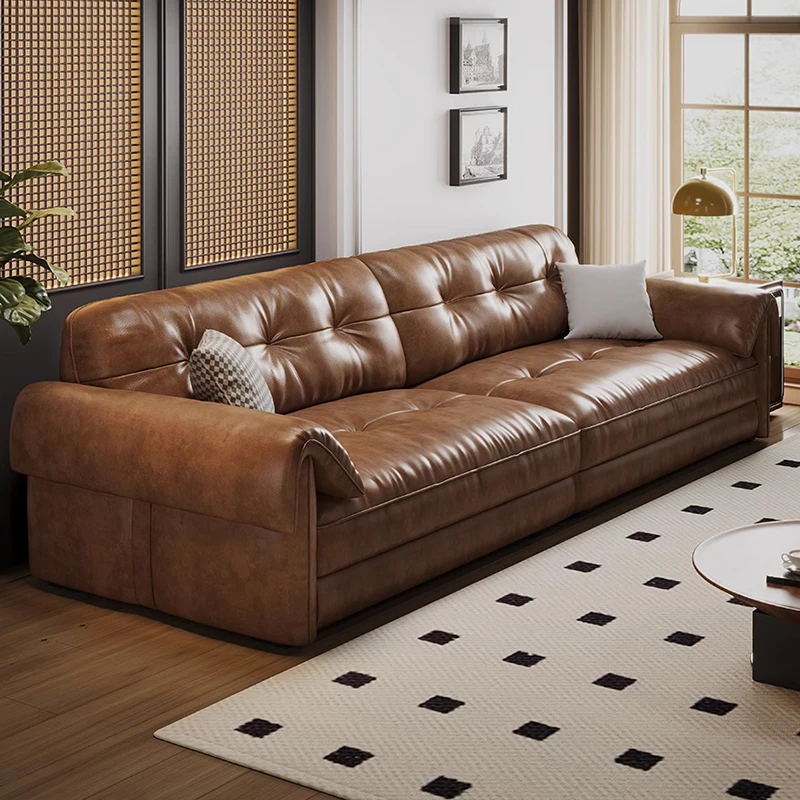 开新Kixoon中古风真皮沙发三人位头层牛皮沙发客厅沙发网红款