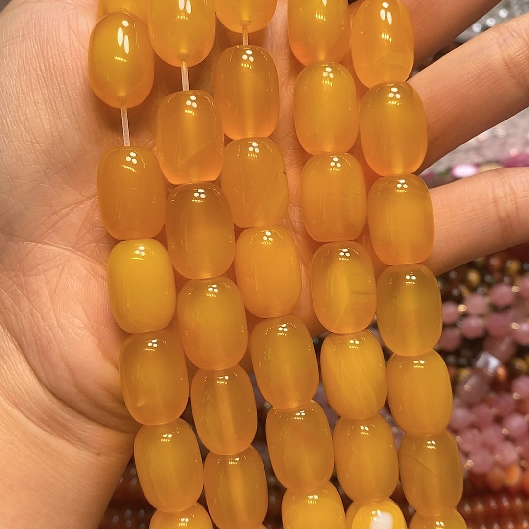 玛瑙/玉髓未镶嵌珠宝半成品天然鸡油黄玛瑙13✖️18mm