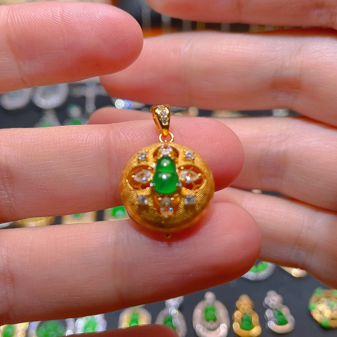 翡翠银S925镶嵌吊坠(不含链)