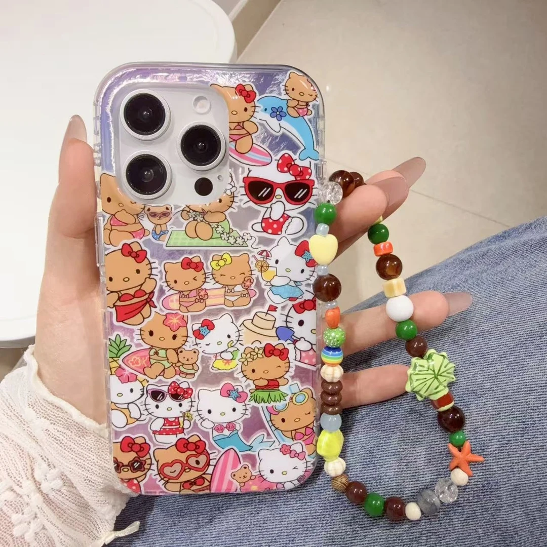 卡通满屏比基尼骑海豚可爱猫咪适用iPhone15promax苹果16手机壳14