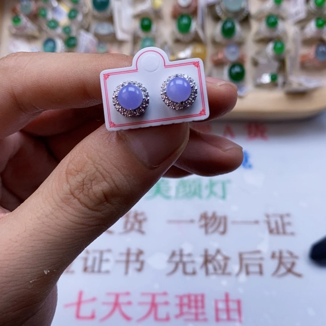 翡翠戒指银S925镶嵌天然缅甸翡翠a货