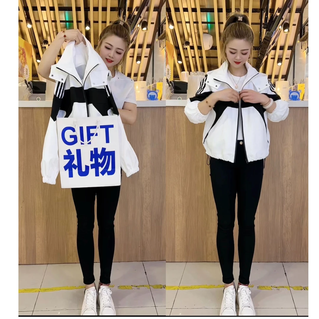 新款韩版撞色拼接时尚百搭冲锋衣外套