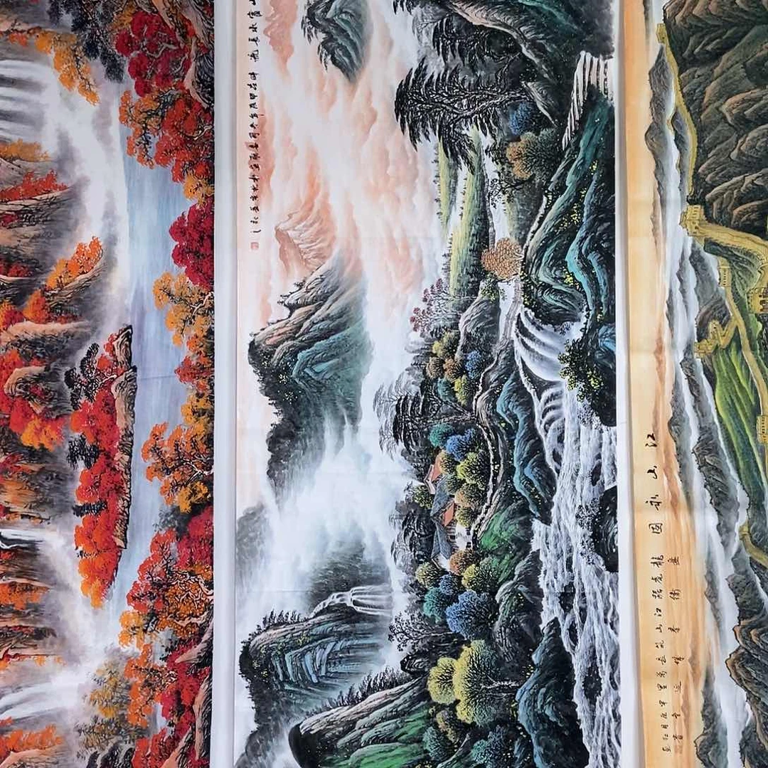 国画小八尺山水一副