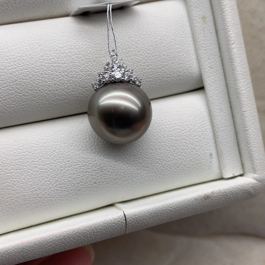 海水珍珠吊坠(不含链)18K金镶嵌14.3mm