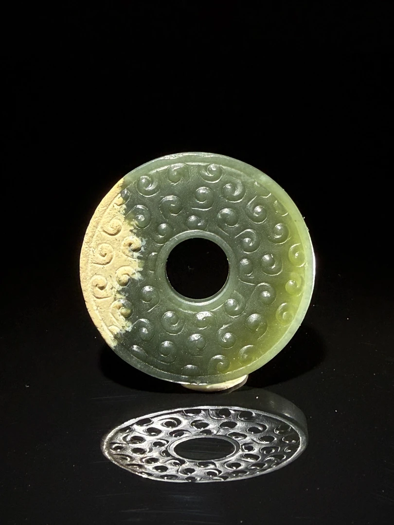 和田青玉谷纹玉璧颈饰手工