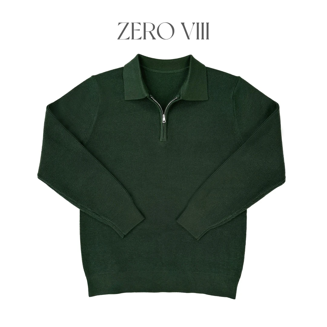 老钱风男士秋冬季新款宽松拉链领针织衫休闲百搭羊毛混纺毛衣