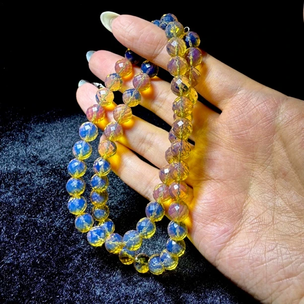 5A级净水天空蓝时尚钻切经典妈妈链8mm