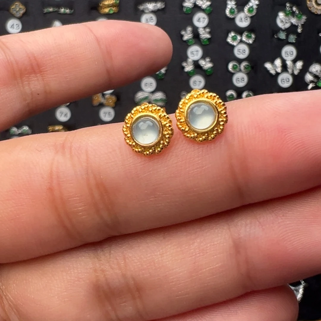 翡翠银S925镶嵌耳饰1