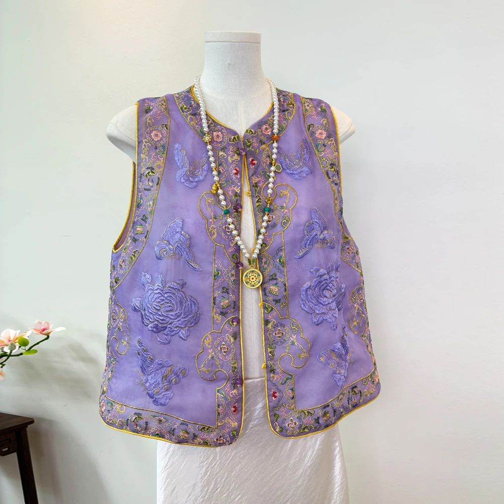 新中式高级感国风重工刺绣薄款马甲女外套女2025夏季新款马夹上衣