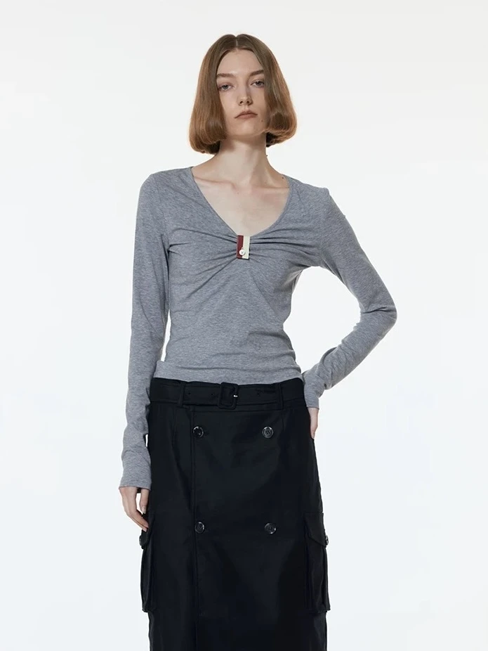 UHW25春夏新款搭袢门襟打底衫上衣百搭