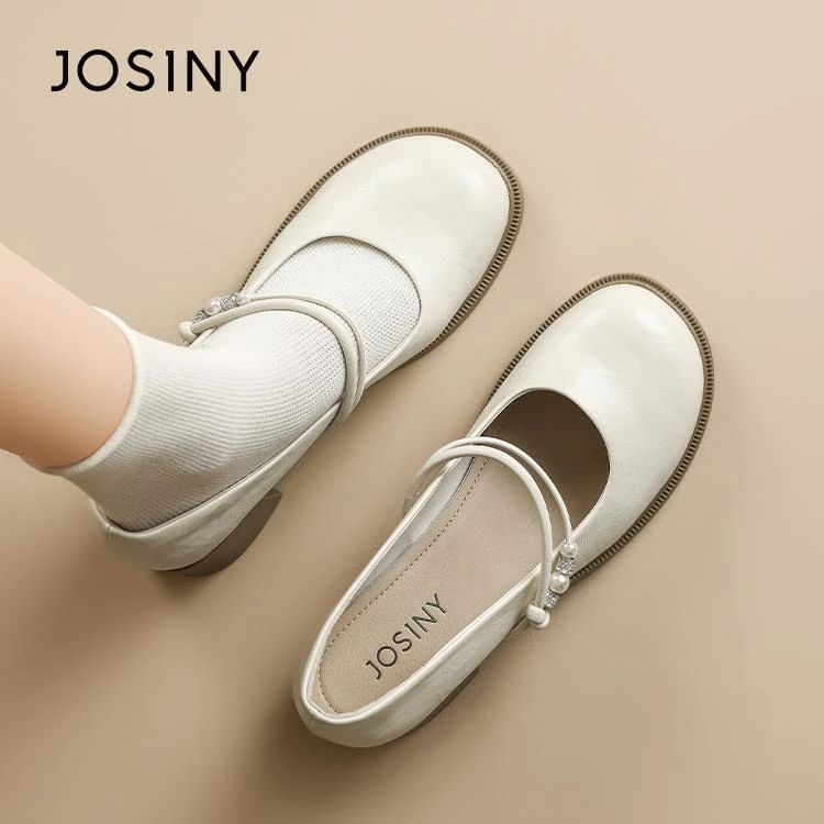 卓诗尼珍珠气质轻奢玛丽珍女鞋2025夏季新款法式复古软底高跟单鞋