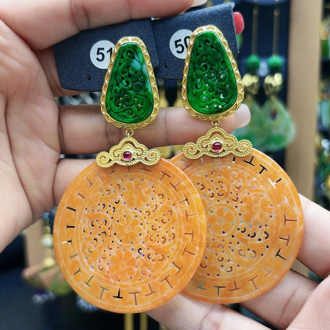 秋***忆翡翠银S925镶嵌耳饰耳坠