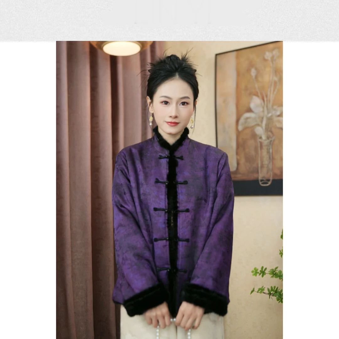 新2821 水貂毛新中式外套时尚国风气质【加厚款】