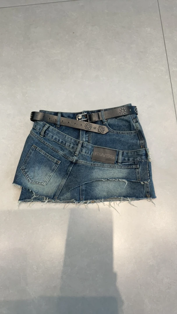 小众不规则新款短款高腰显瘦牛仔半身裙