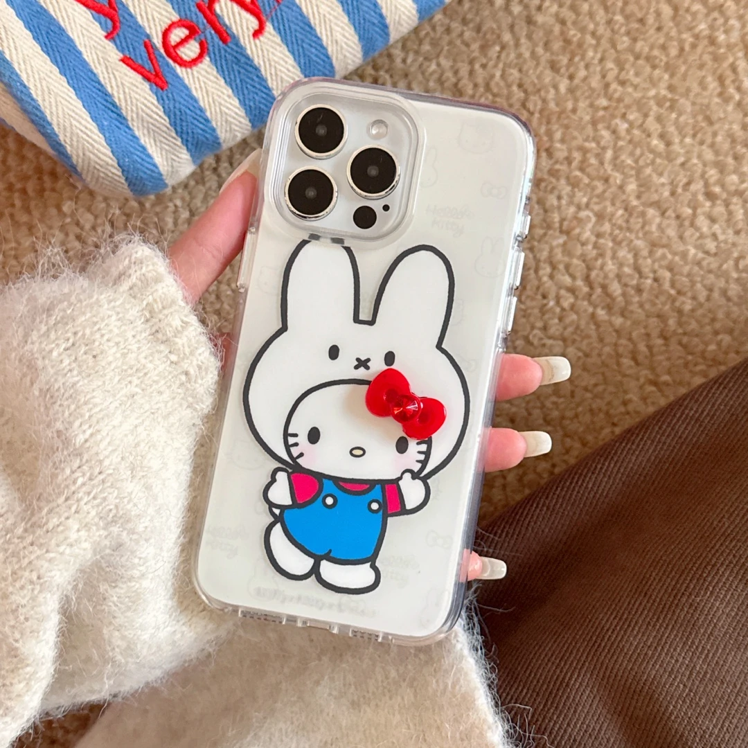 可爱磨砂头套KT适用苹果16promax手机壳iphone15全包气囊防摔双层