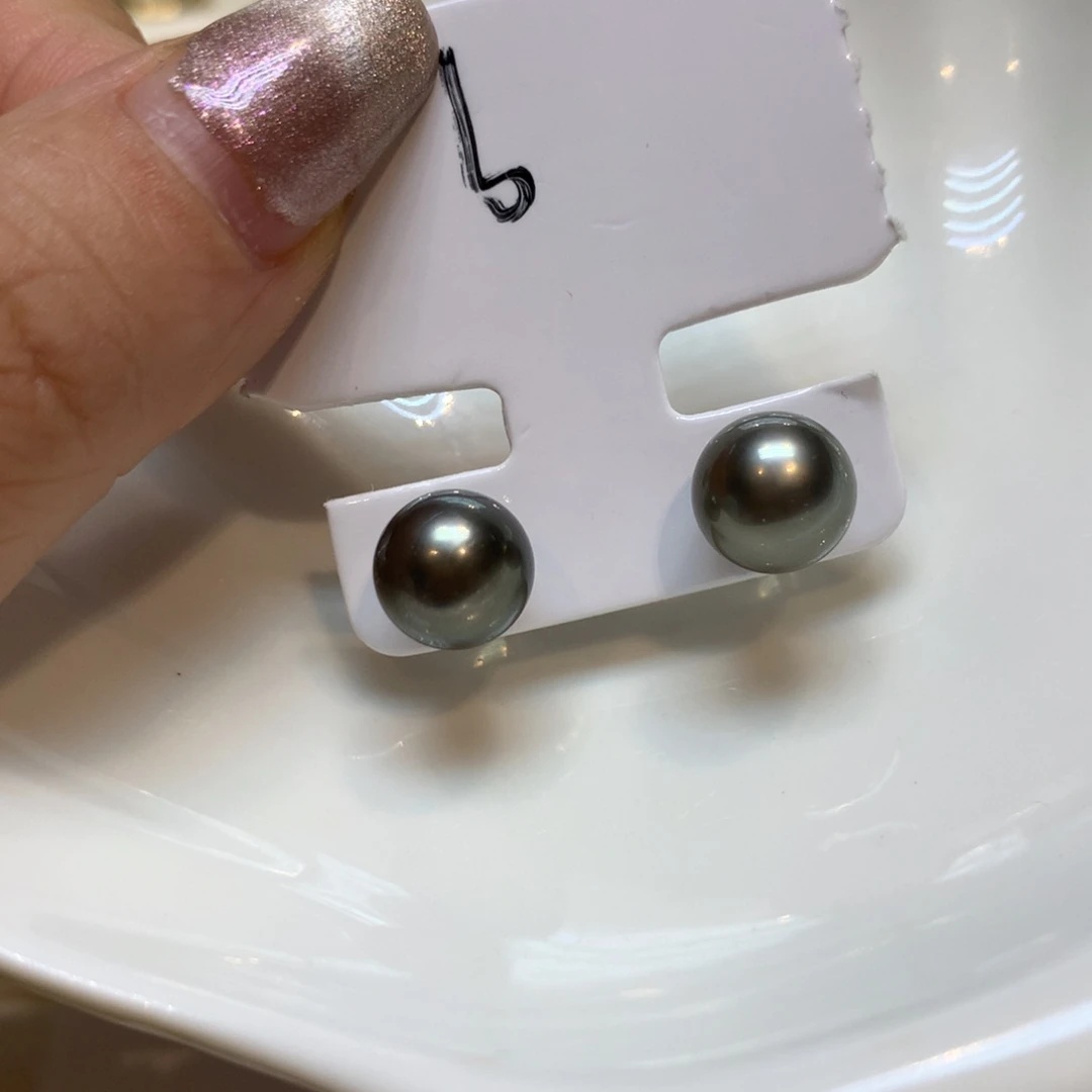 银S925镶嵌海水珍珠耳饰