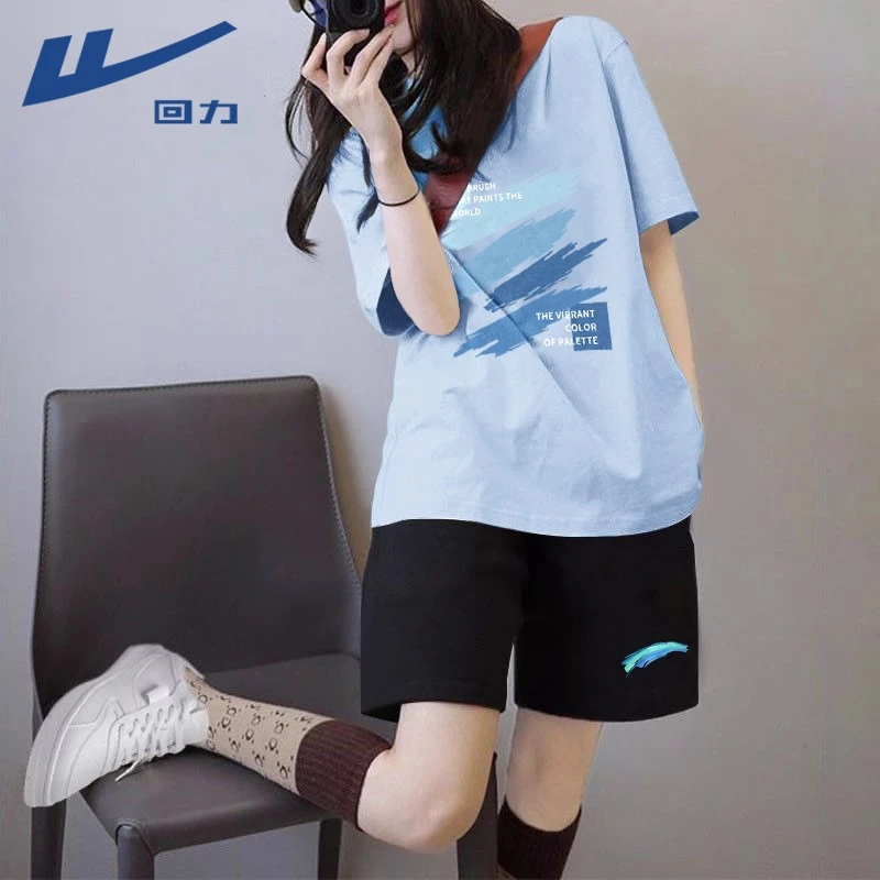 回力休闲时尚套装女款2025新款夏季初中生慵懒风小个子精致两件套