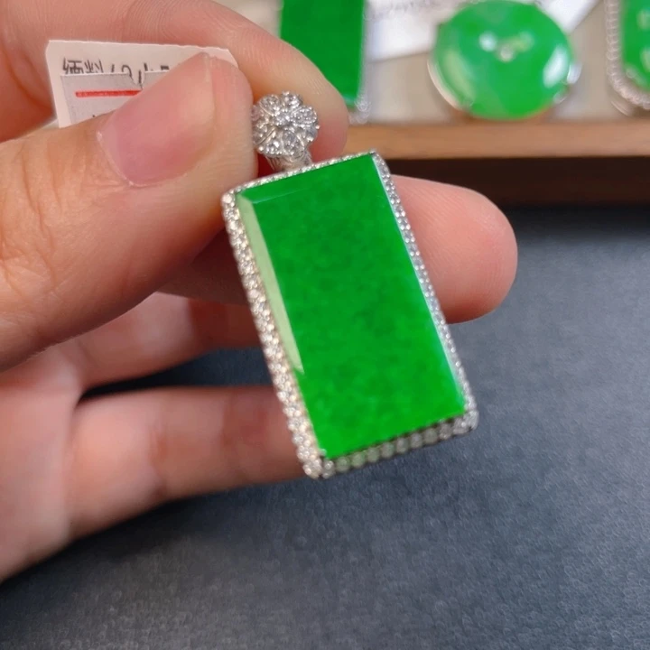 翡翠银S925镶嵌吊坠(不含链)m m m