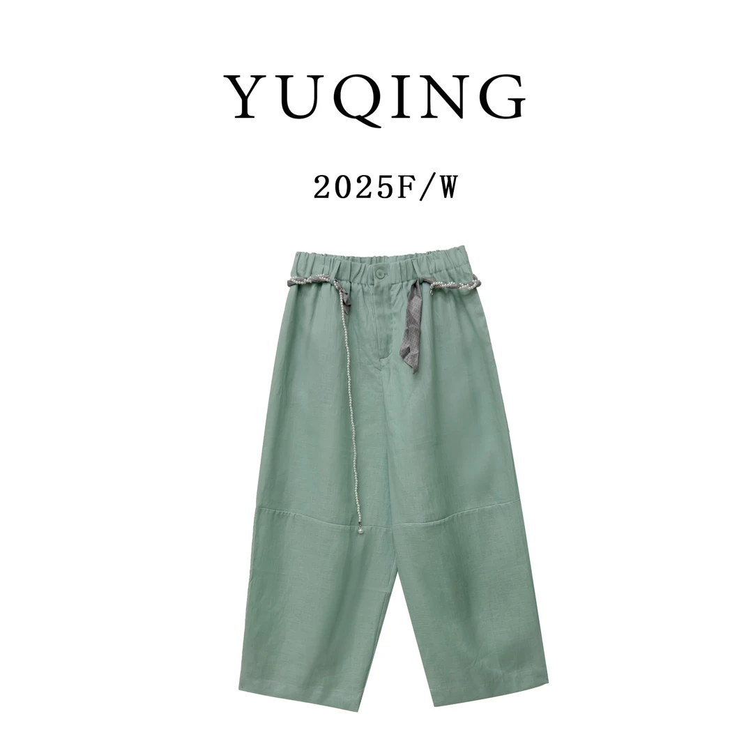 C54109-老钱风亚麻阔腿新款夏季宽松百搭显瘦香蕉裤