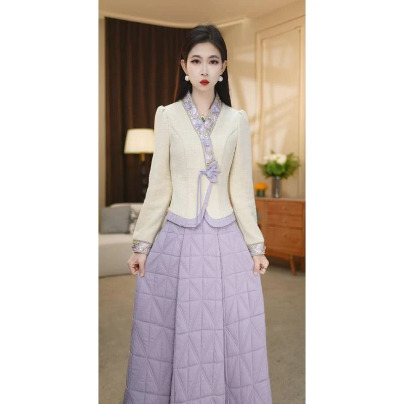 【赛菲雅】冬季新款时尚减龄气质显瘦收腰两件套套装M-4XL