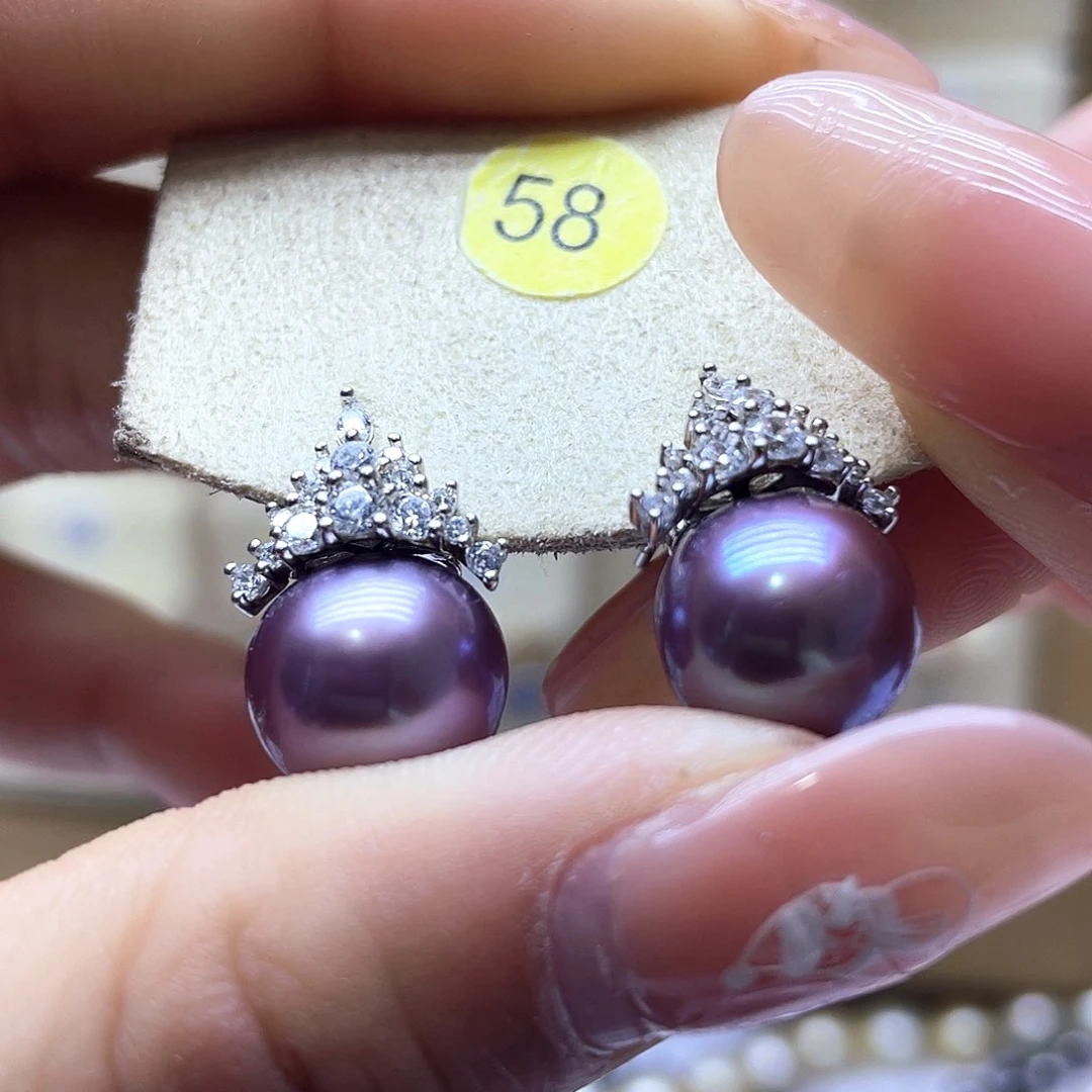 淡水珍珠耳饰银S925镶嵌