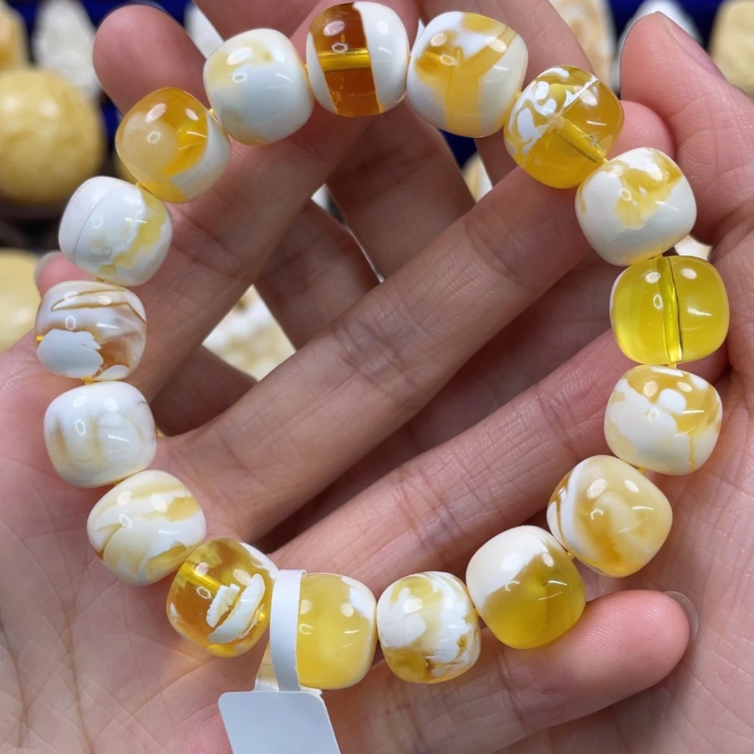 蜜蜡裸石未镶嵌琥珀蜜蜡手串卡13mm
