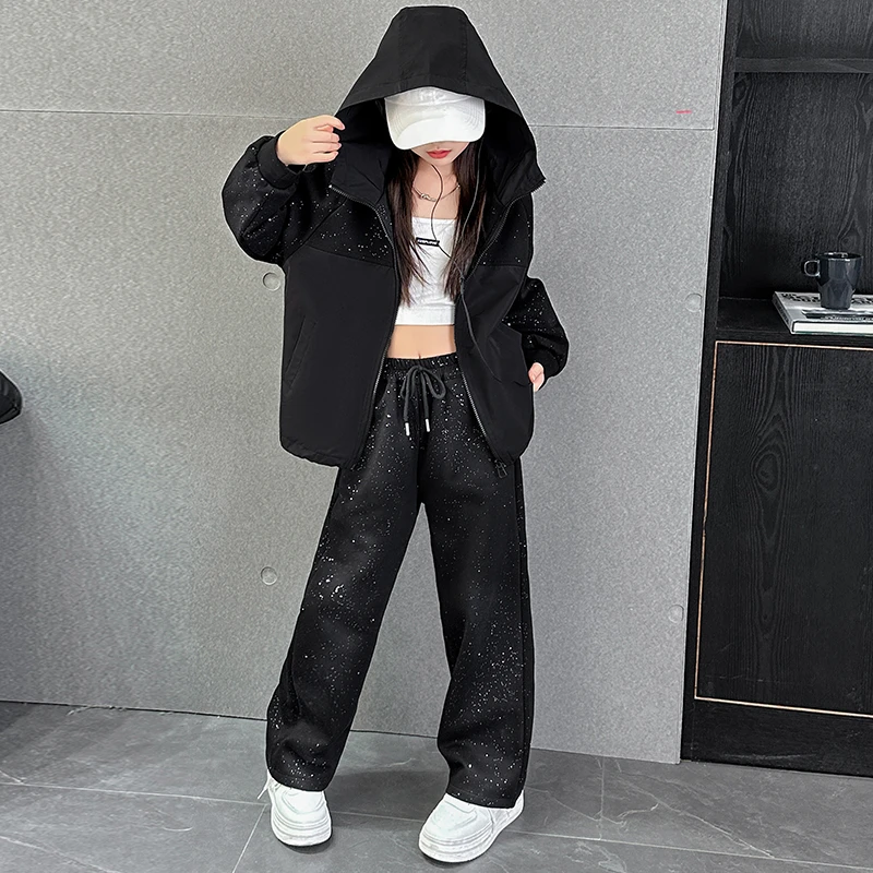 女童套装春秋时尚洋气韩版2025新款中大儿童装女孩休闲两件套炸街