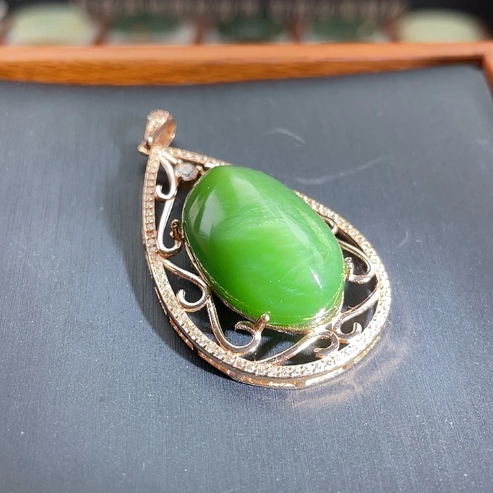 和田玉（碧玉）颈饰银S925镶嵌