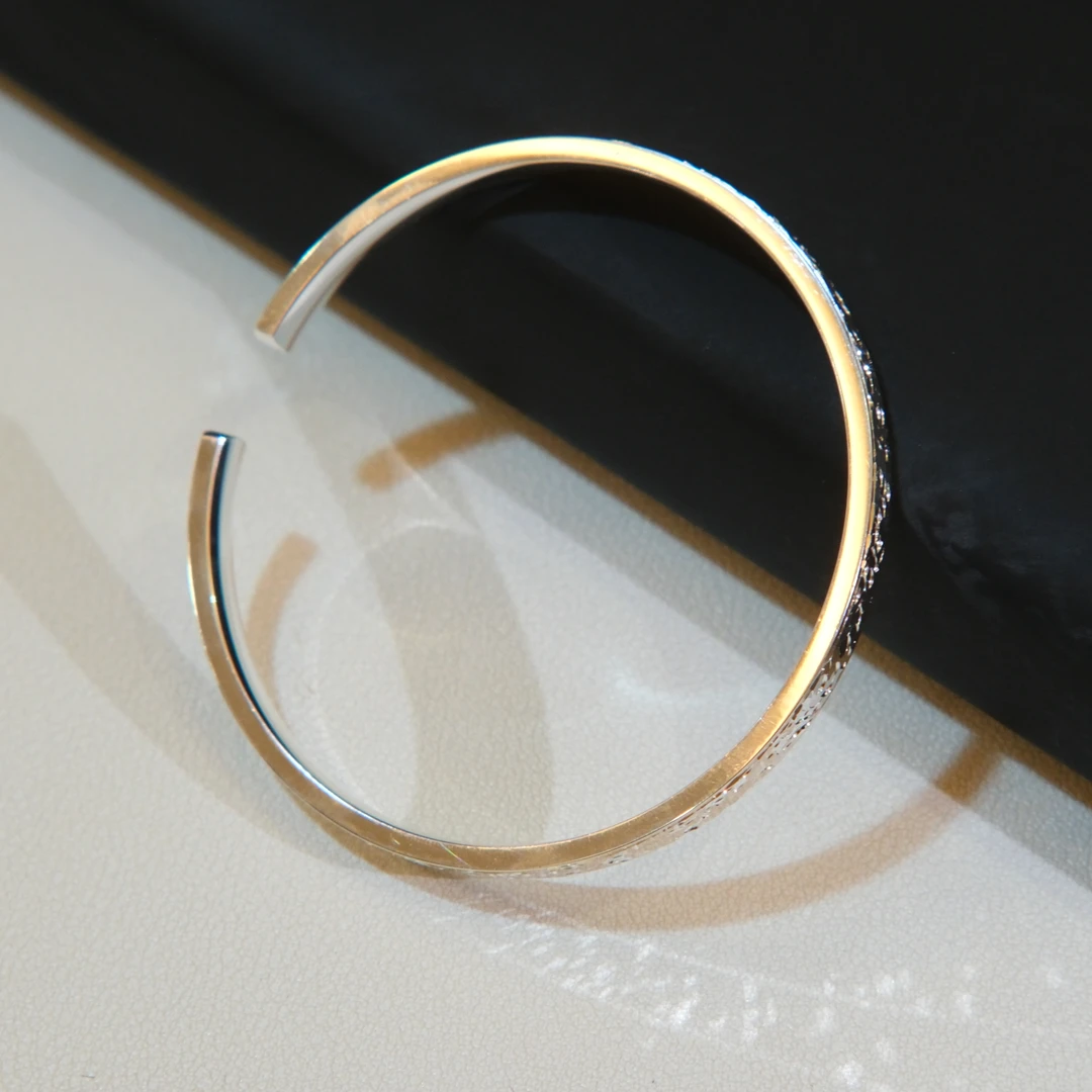 足银手镯 A896碎冰冰开口手镯百搭简约个性时尚轻奢