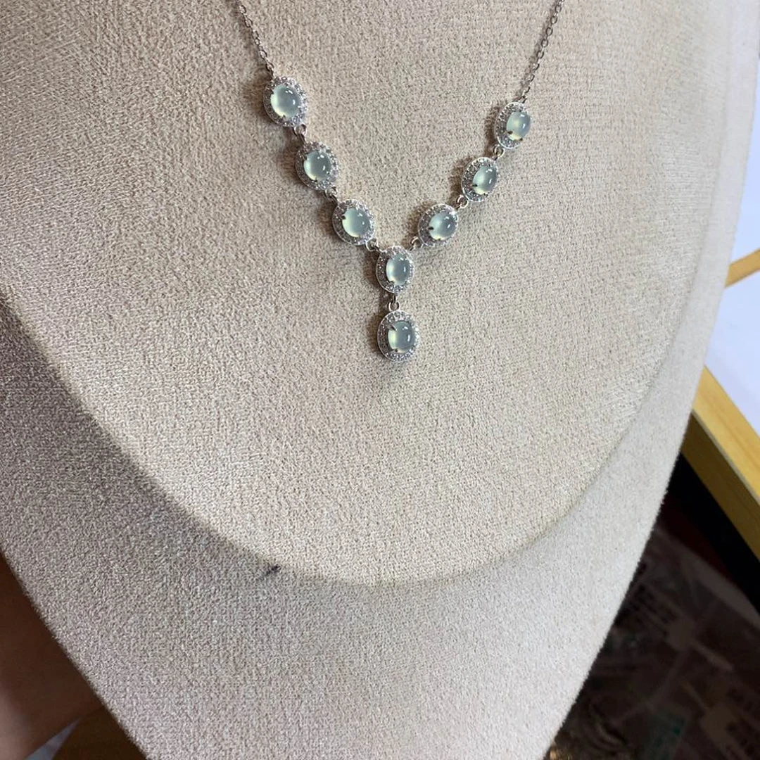 翡翠银S925镶嵌戒指项链