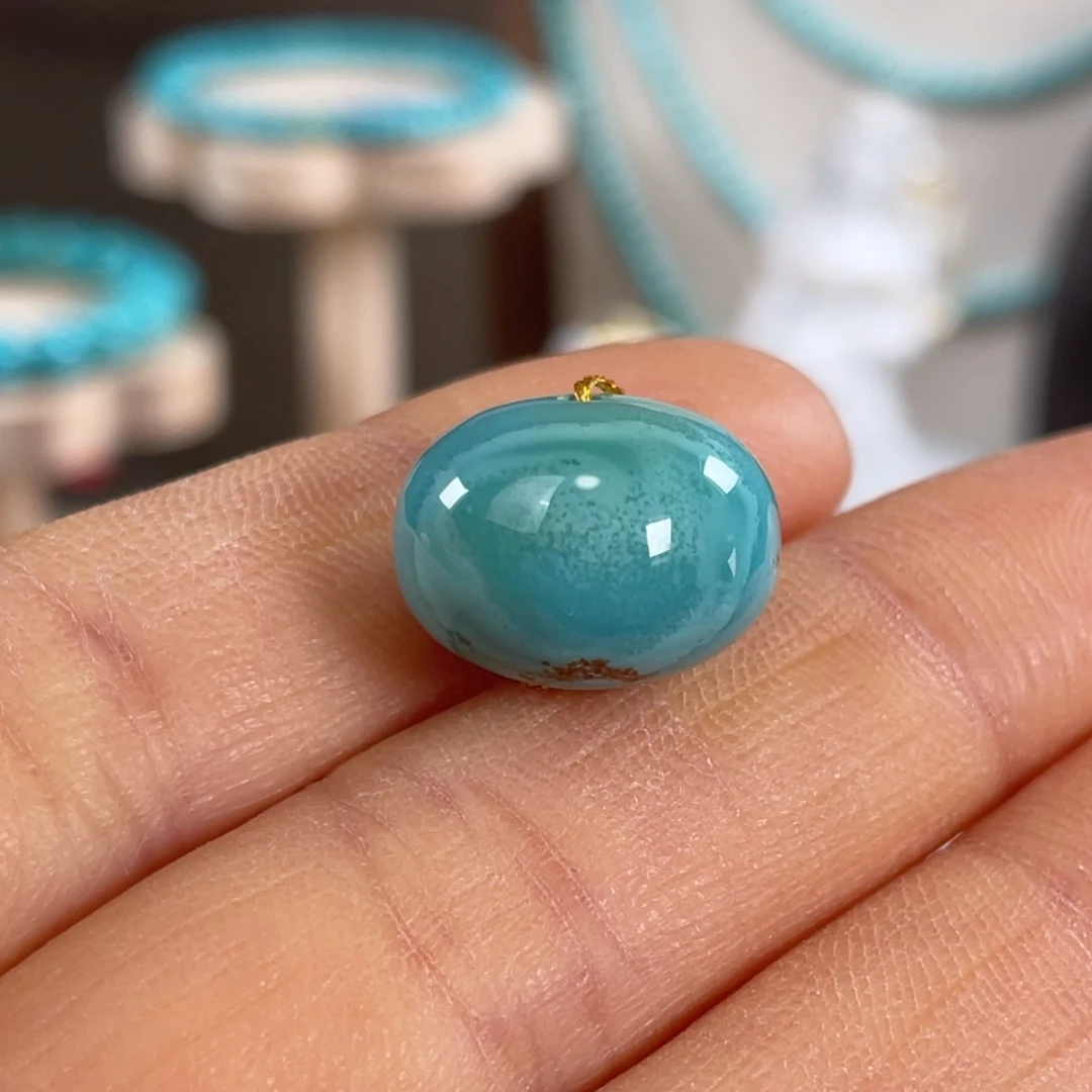 绿松石未镶嵌套链阿尔卑斯高瓷鼓珠16mm