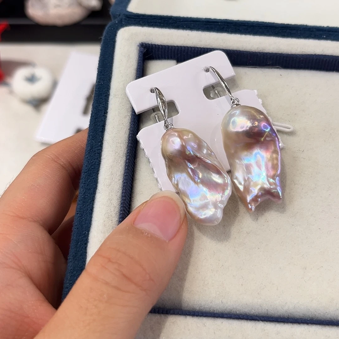 银S925镶嵌淡水珍珠耳饰