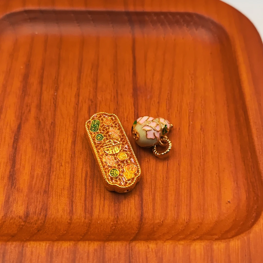 足金999珐琅彩花牌