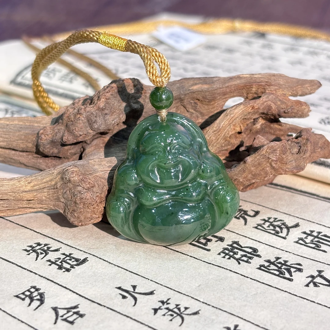 【真石】和田玉碧玉大佛公吊坠