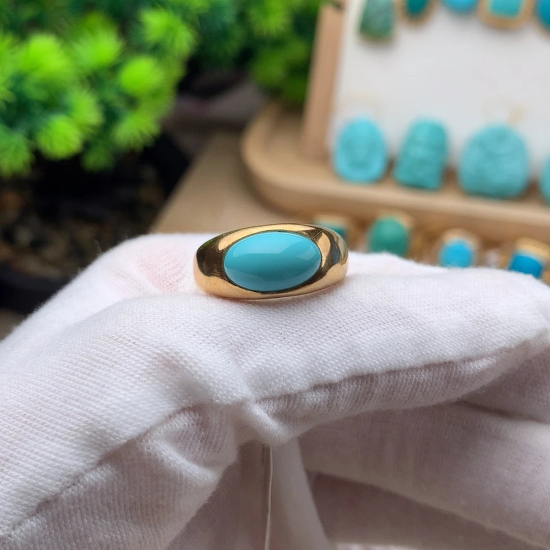 绿松石珠宝奇石18K金镶嵌