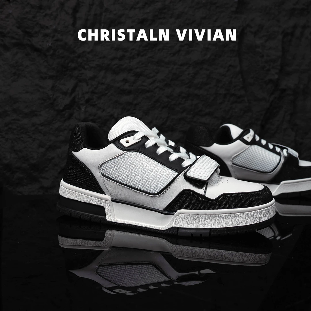 CHRISTALN VIVIAN黑白熊猫休闲鞋女款2025新款时尚百搭厚底运动鞋