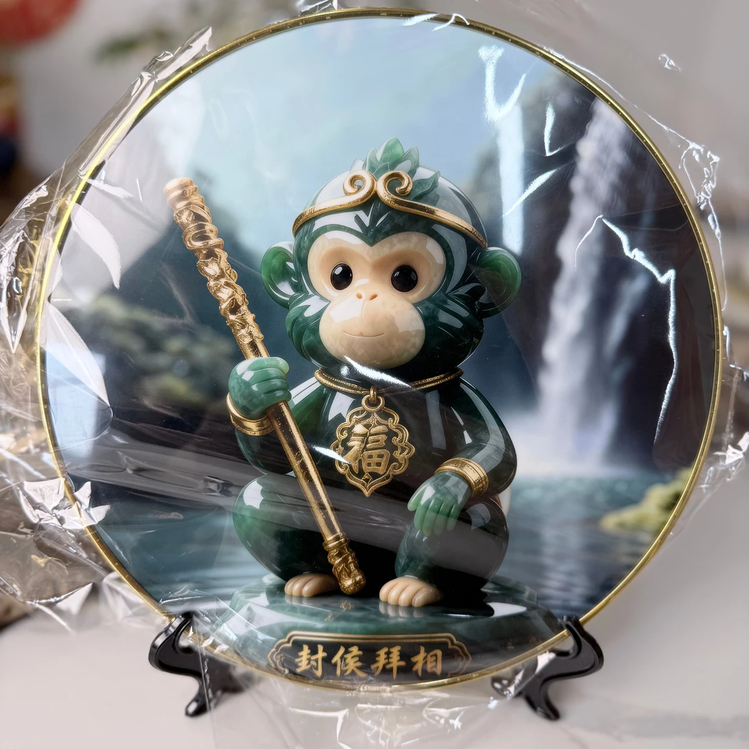 十二生肖猴相框摆件书房卧室玄关中式摆台家具装饰工艺品