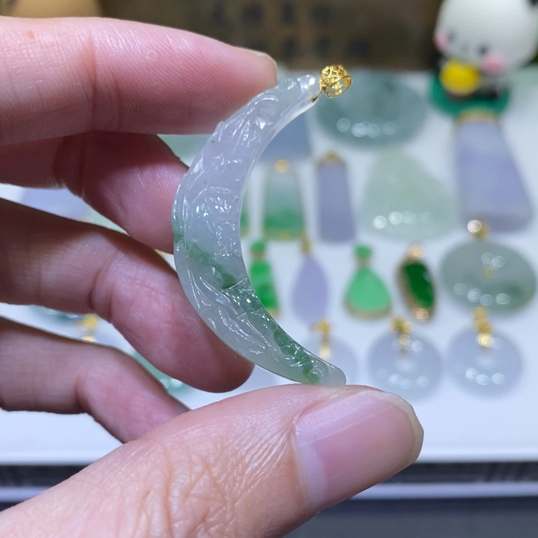 翡翠18K金镶嵌吊坠(不含链)