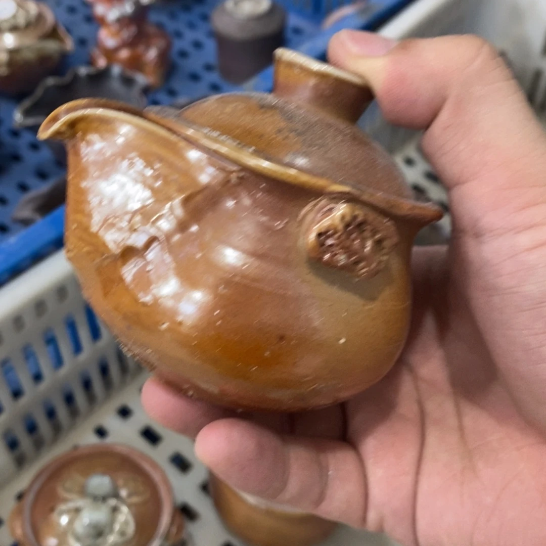 陶园柴烧，精品高货689瑕摆件