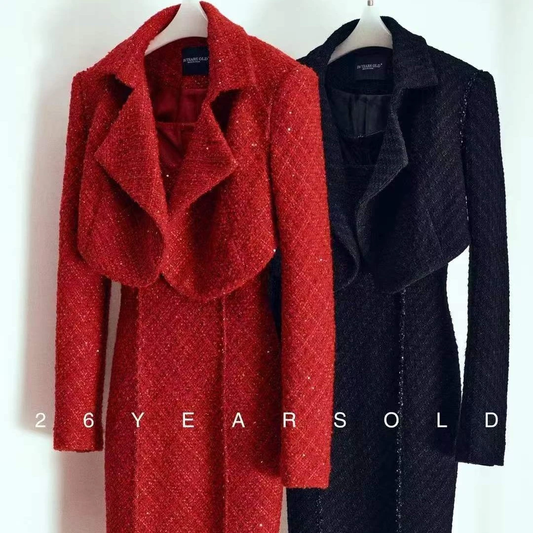 【UareU 国际】联合26 YEARSOLD圣诞系列新年红色外套连衣裙套装