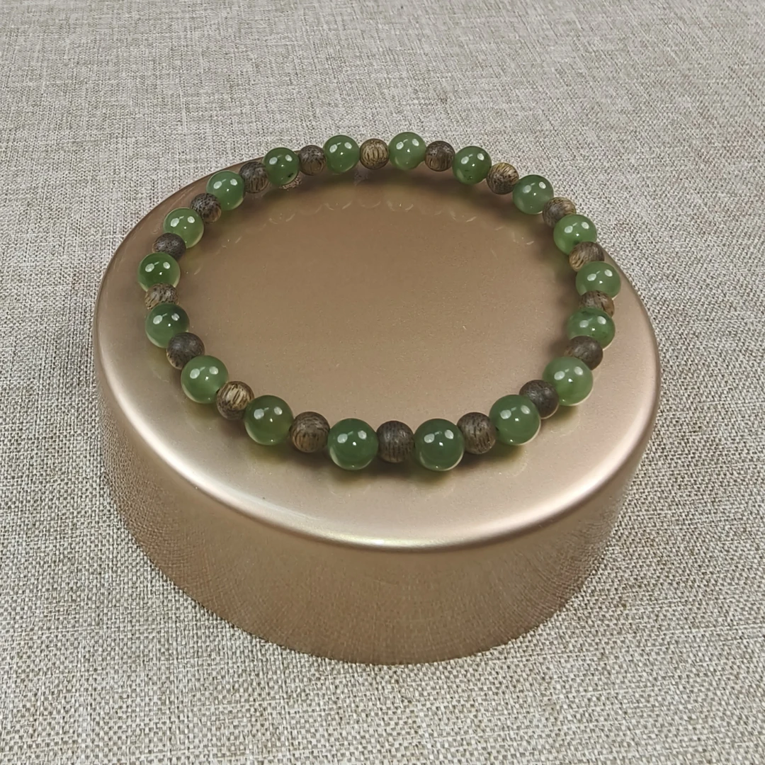 沉香沉香圆珠手串0.4达拉干DIY和田玉-碧玉珠精美手串