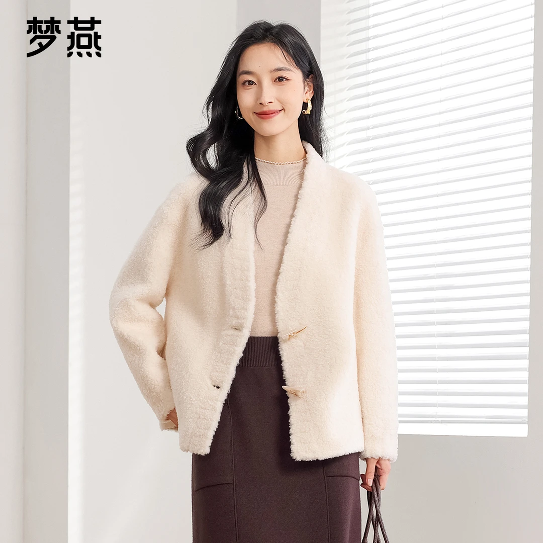 梦燕【内购会】秋冬女款气质时尚短款羊毛大衣宽松外套CM07B4002