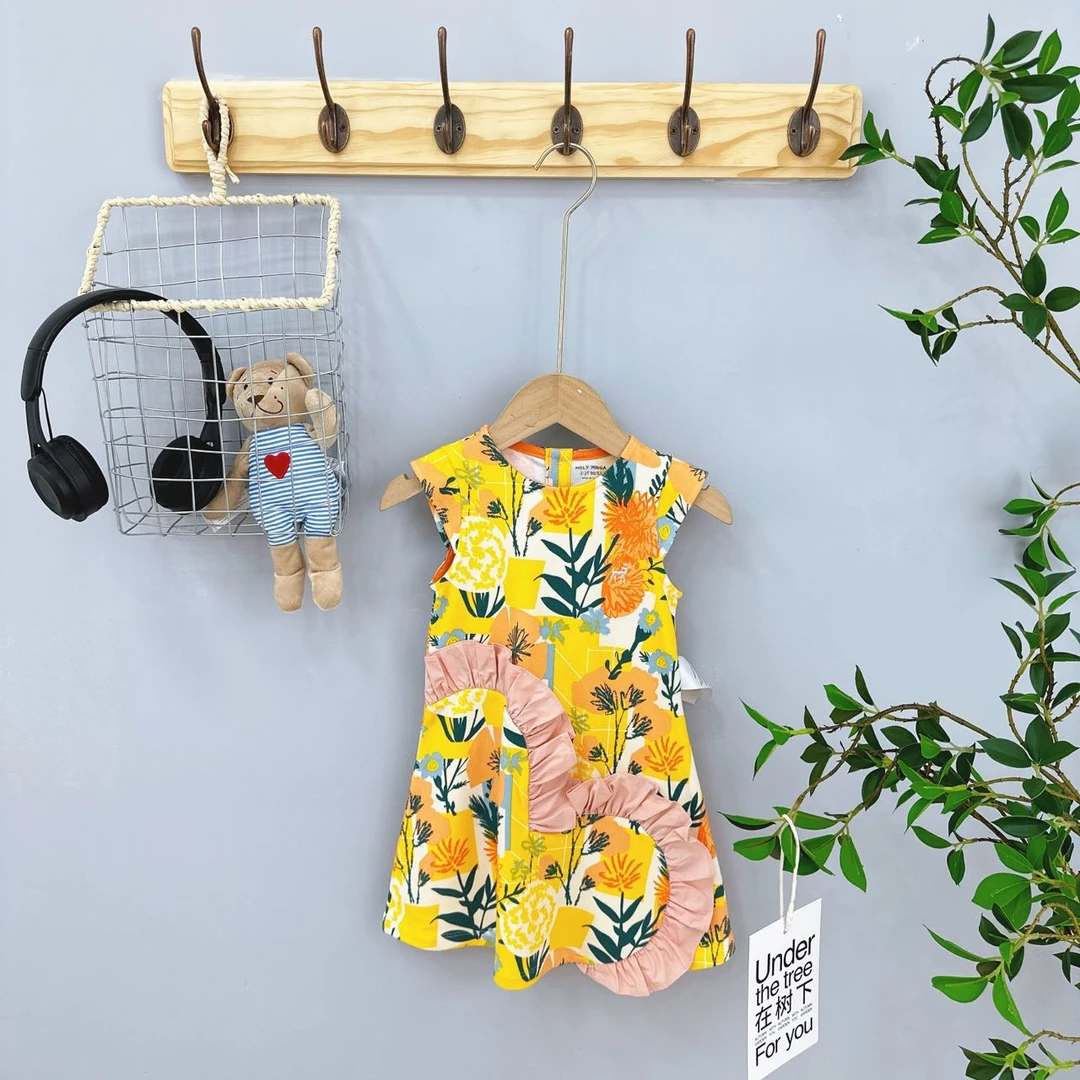 2152高端专享夏款连衣裙红黄